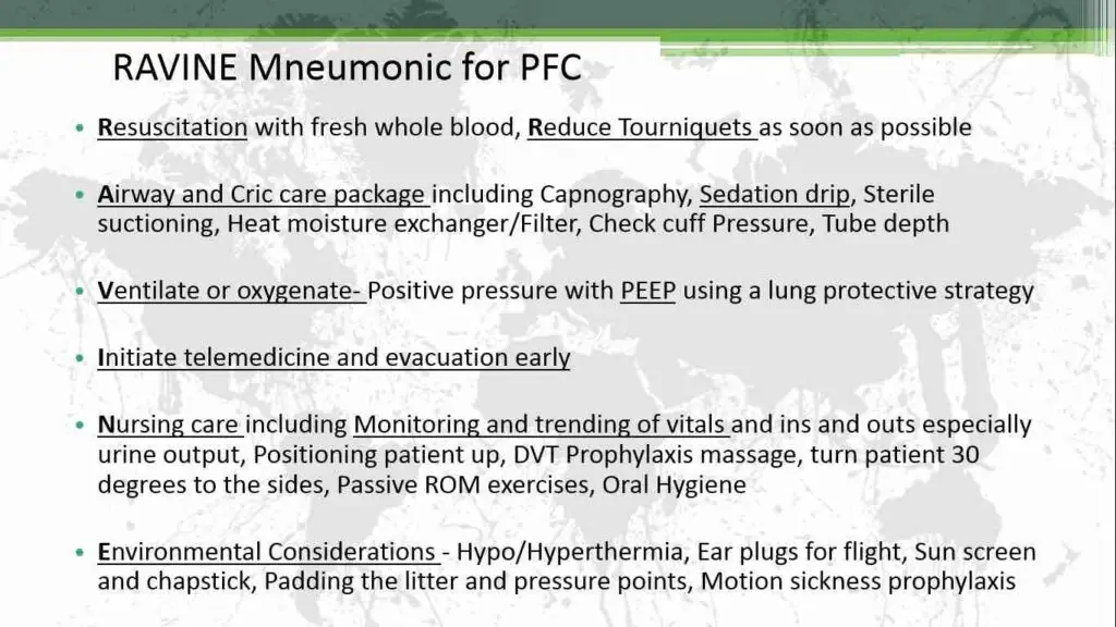A slide from prolongedfieldcare.org with the REVINE mnemonic