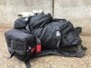 Bailout Bag with medical supplies marked in red duct tape