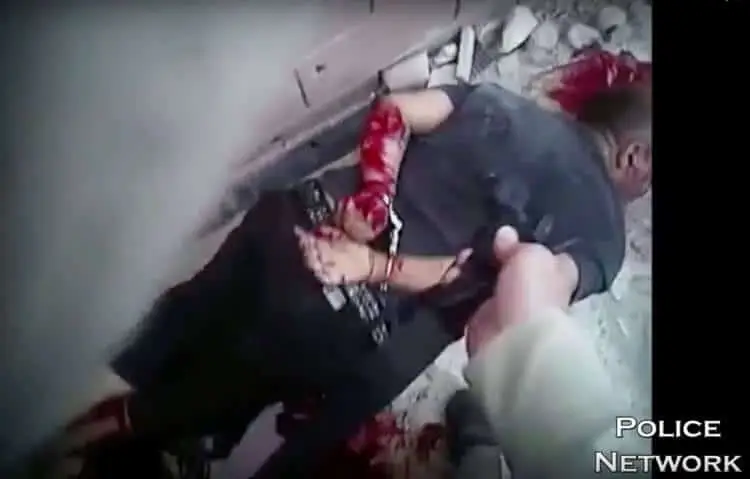 Las Vegas PD body cam footage shows officers saving a suspect's life by applying a tourniquet