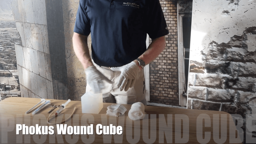 Dr. Shertz demonstrates wound packing 4-different ways with a Phokus wound cube