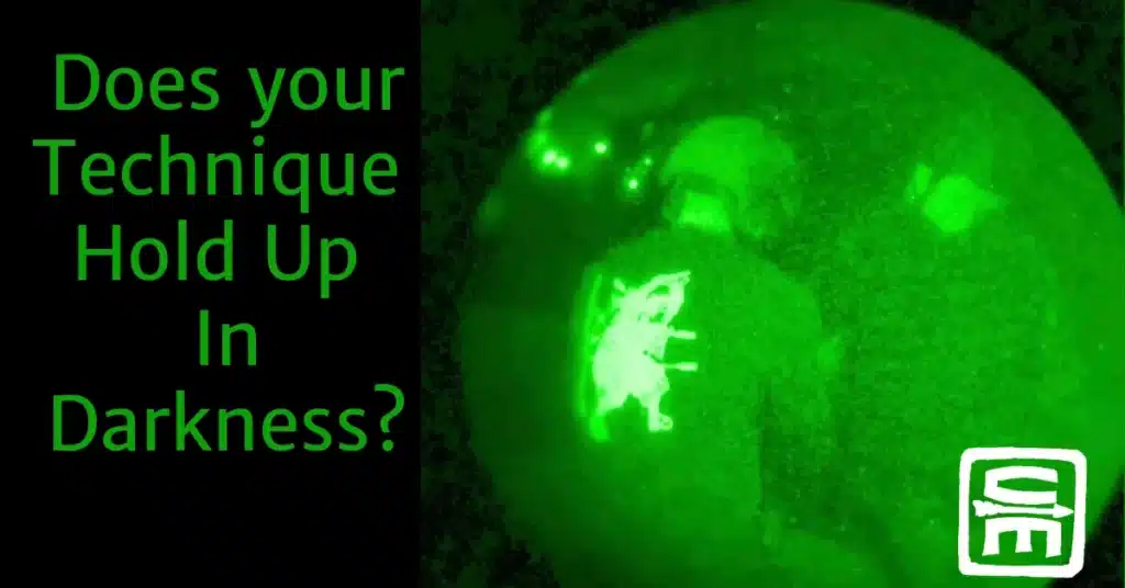 A green bubble showing the view of a tourniquet application under NODS