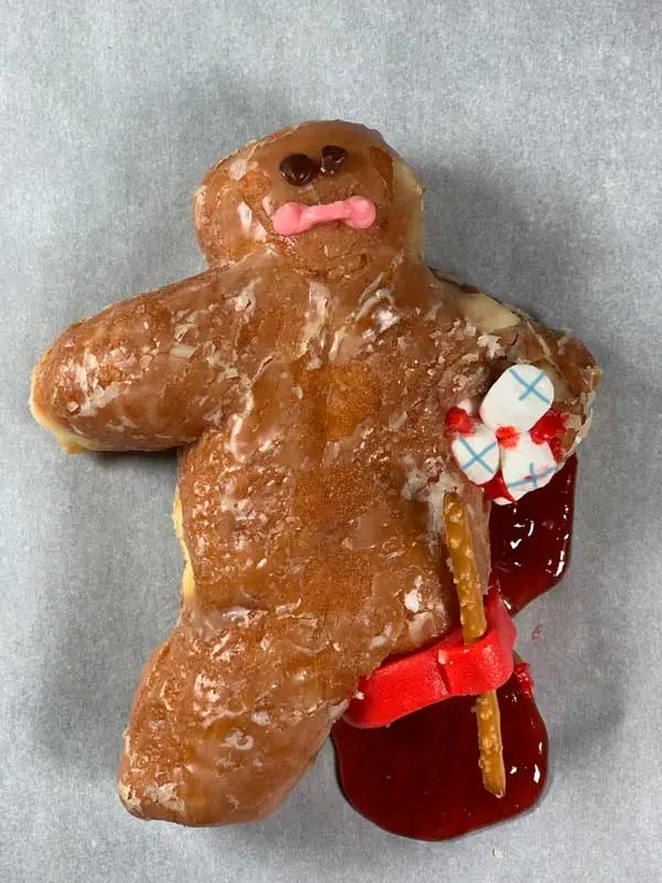 The Wounded Little Dough Boy's axillary injury wound was too high for a tourniquet, he was loosing filing fast. An X-Mellow 12 device was applied to place mini-marshmallows deep into the dough.