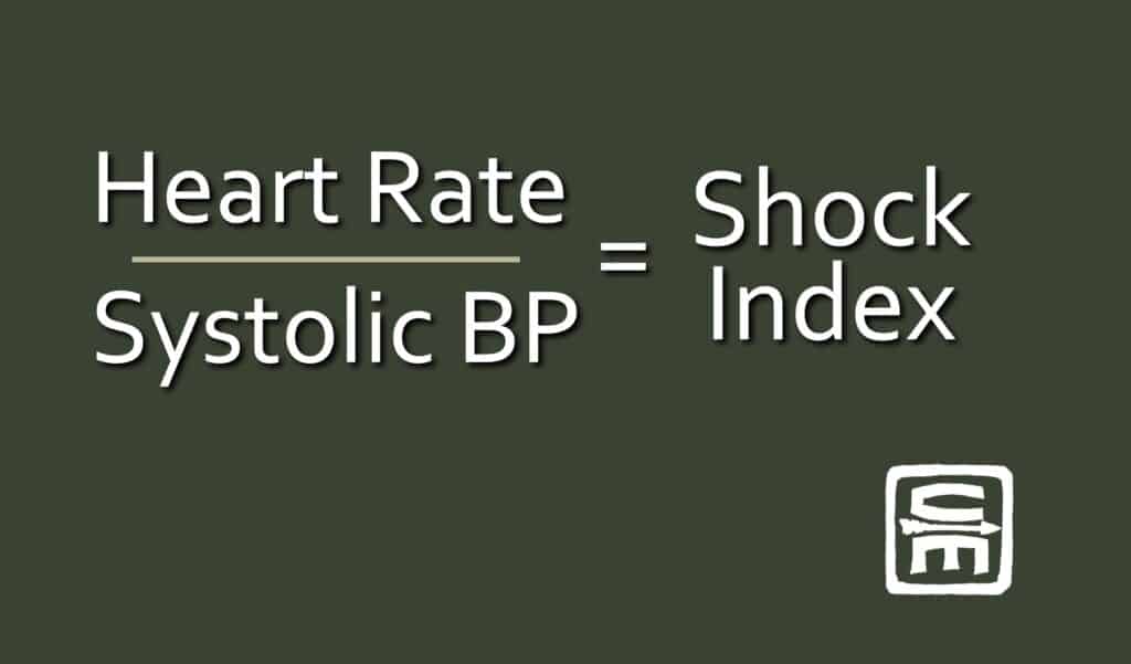 Heart rate divided by Systolic BP = Shock index