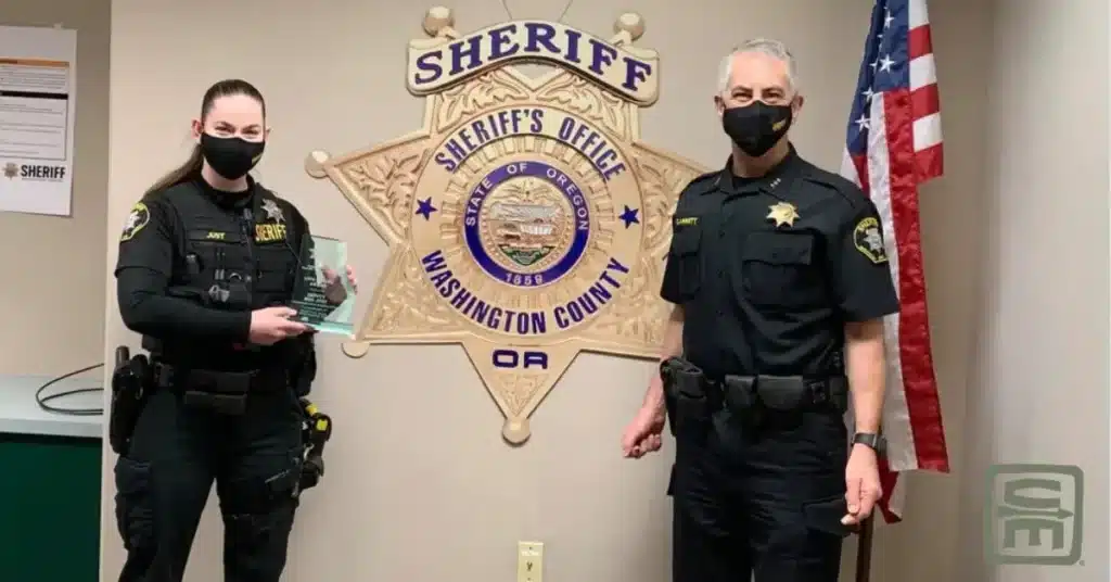 Social Media post announcing Deputy Meg Just's OSSA Lifesaving Award after taking Crisis Medicine's TC2 class