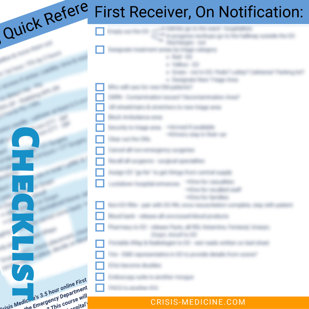 First Receivers On-Notification Quick Checklist