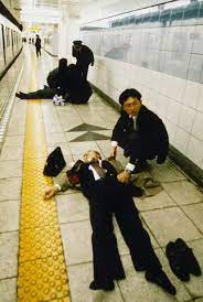 Commuter victims in the subway sarin attack in Tokyo