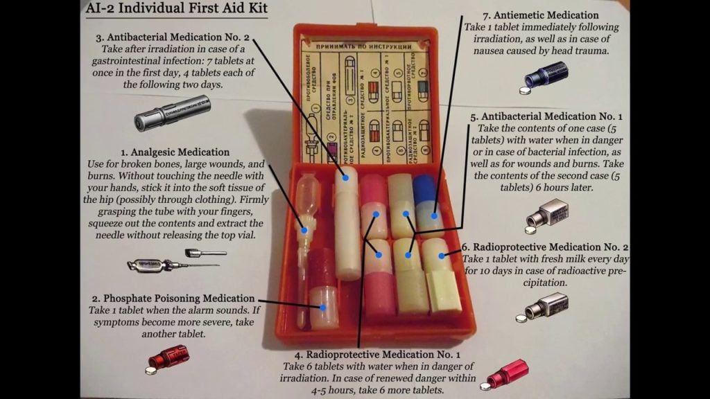 English directions for the Soviet aptechka kit