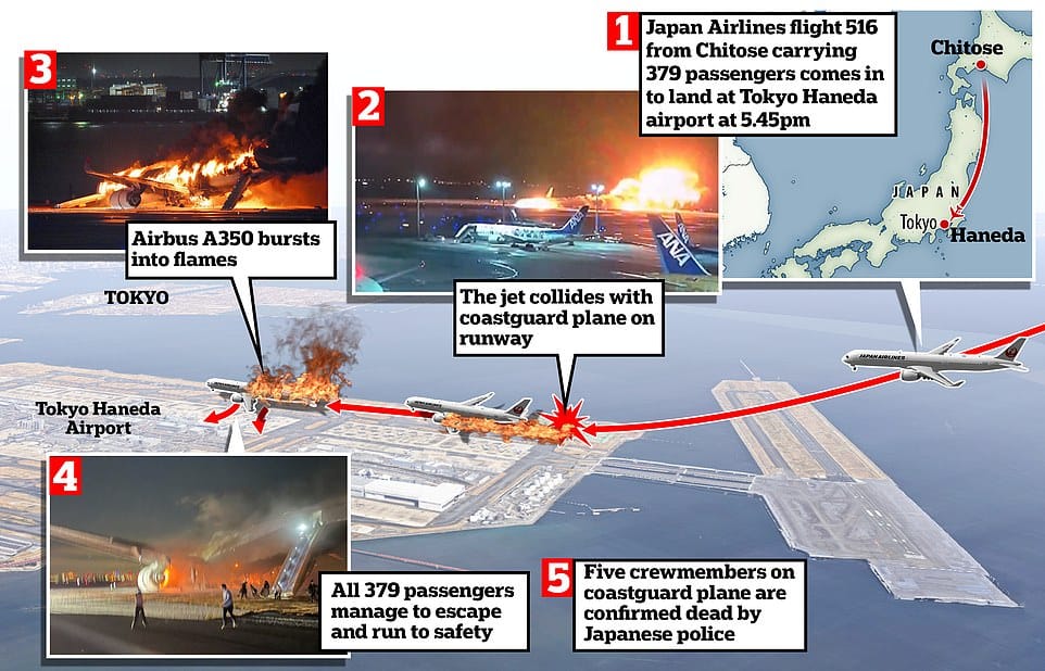 Daily Mail diagram showing events of JAL516
