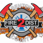 Benton County Fire District 2 logo with crossed Axes and a flames in the background