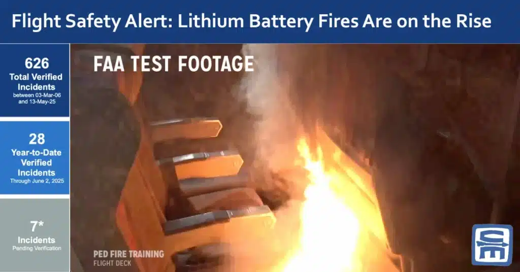 A photograph showing FAA test footage of a laptop burning in an airline seajack