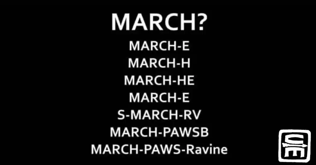 A black slide listing 8 common MARCH pneumonic for addressing injuries in tactical casualties